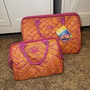 Sachi Insulated Tote and Lunch Bag Set Pink/Orange Paisley New with Tags